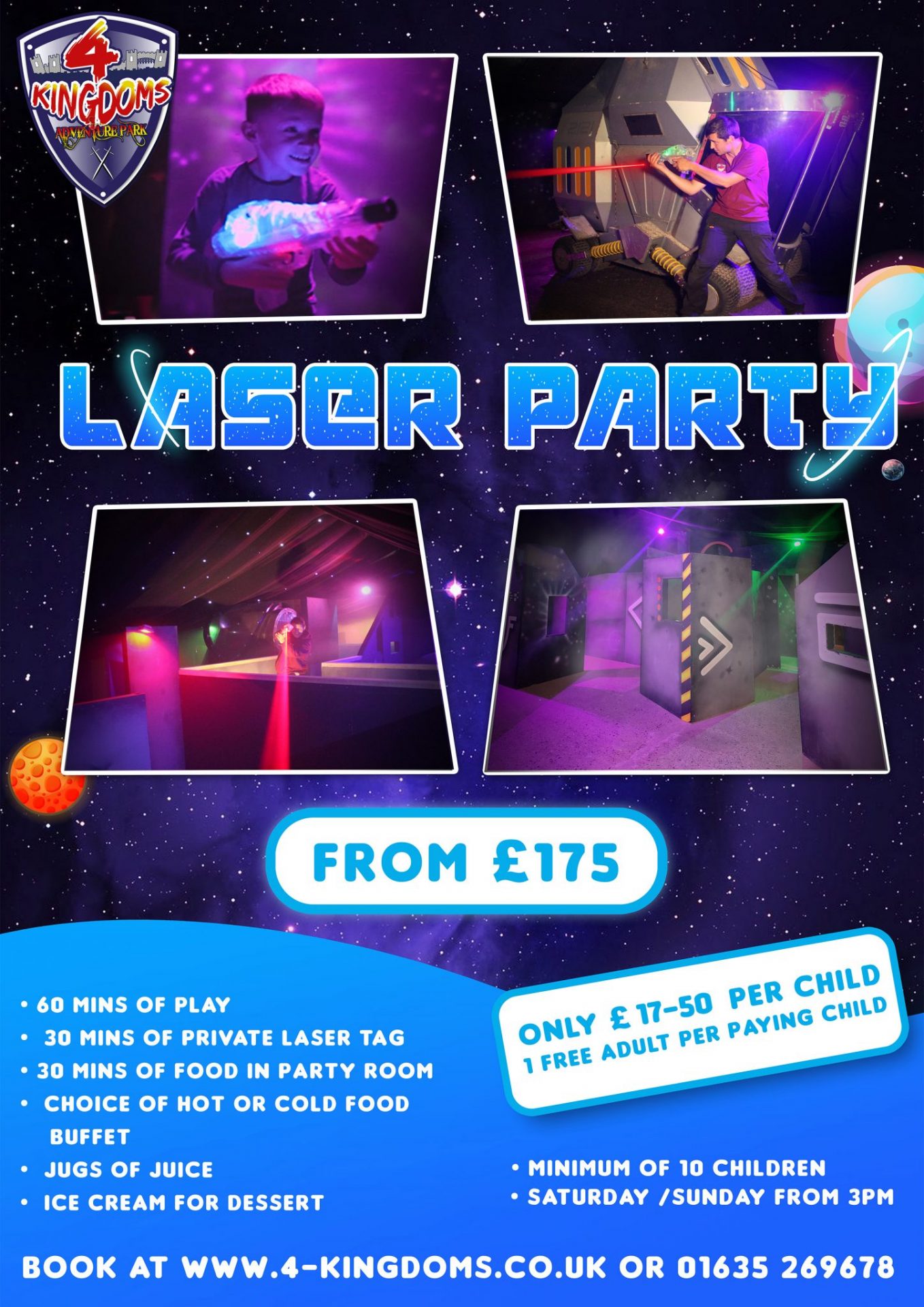 Laser Party poster - from £17.50 per child
